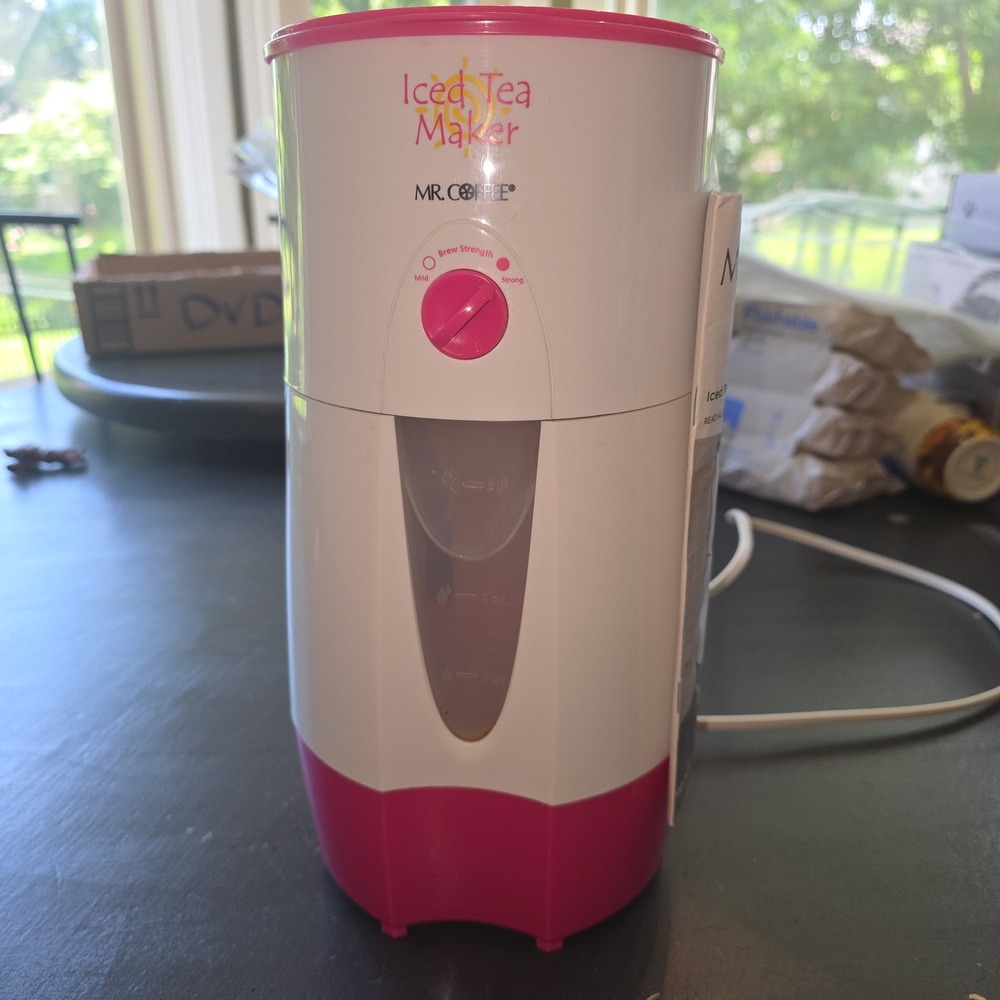 Mr. Coffee TM30 Series Iced Tea Maker White and Pink 3 Quart Adjustable Strength